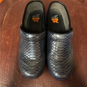 Dansko Navy Snake-Embossed Slip-On Clogs